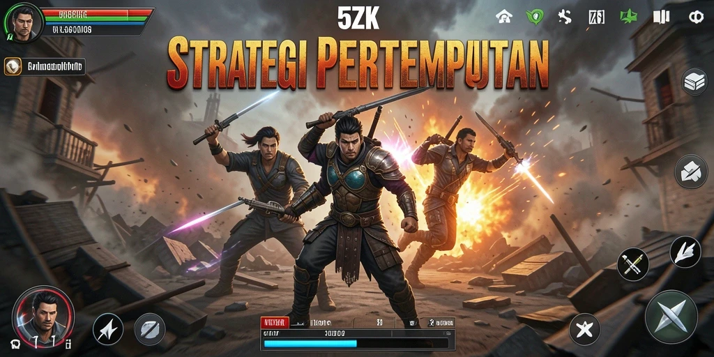 Tampilan menawan dari gameplay pertempuran strategi di 5ZK.