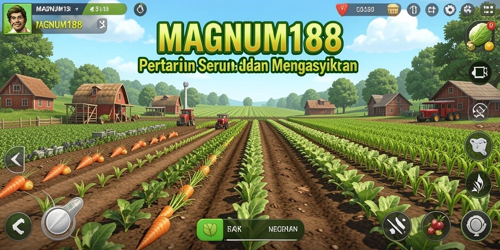 Tampilan gameplay MAGNUM188 dengan aktivitas bertani yang seru.