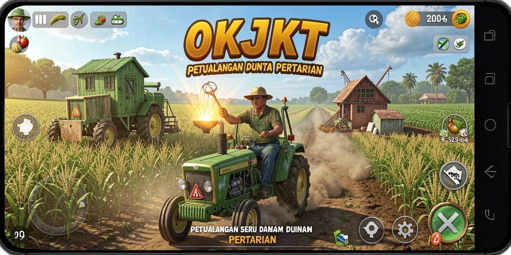 Tampilan gameplay seru di dunia pertanian OKJKT.