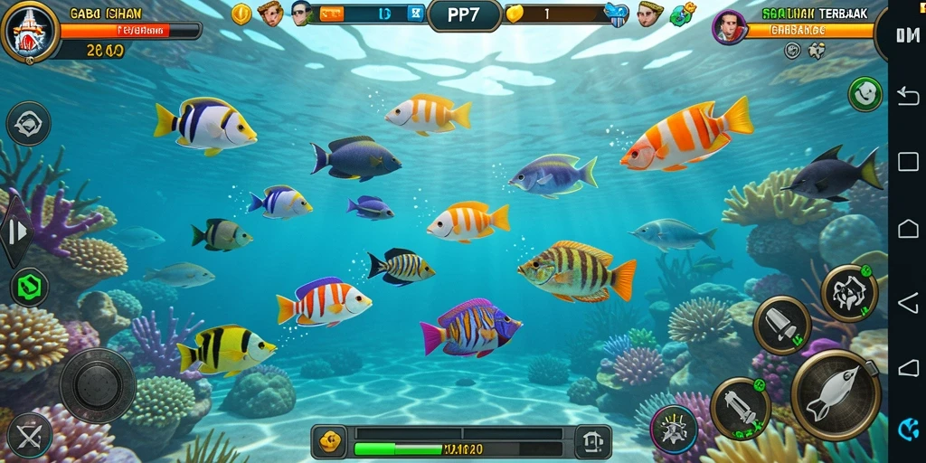 Gameplay seru dalam PP7 saat menembak ikan.