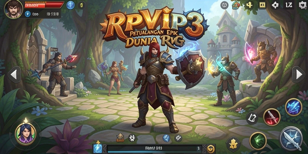 Screenshot gameplay RPVIP3 yang menunjukkan aksi petualangan RPG.