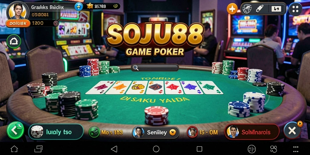 Screenshot yang menampilkan keseruan bermain Poker di SOJU88.