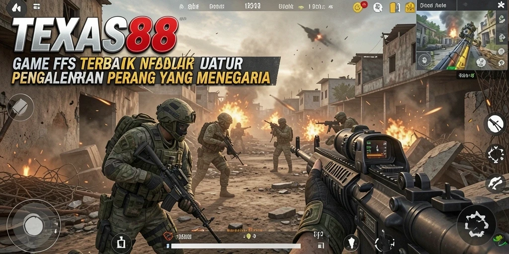 Screenshot gameplay TEXAS88 menampilkan aksi seru dalam pertempuran FPS.